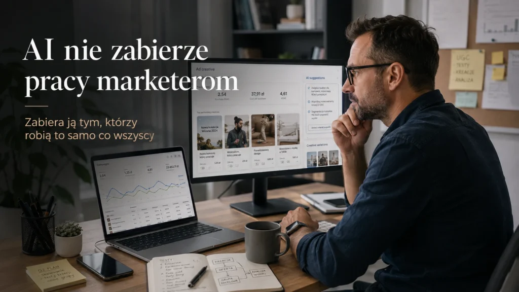 Media buyer analizujący kampanie Meta Ads i wykorzystanie AI w marketingu internetowym